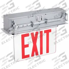 Exit Sign: 1 Faces, Red, Aluminum, Universal Field Selectable Chevrons, LED, Silver, Nickel Cadmium (MPN 53RH94). Key specifications — Housing Color: Silver; Brand: APPROVED VENDOR; Lighting Technology: LED; Self Diagnostics: No; Housing Material: Aluminum; Text Color: Red.