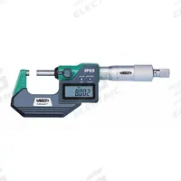 INSIZE IP65 Digital Outside Micrometer: 1 in to 2 in /25 mm to 50 mm, Inch/Metric, IP65 (MPN 3108-50A). Key specifications — attr1182744: 0.00005 in/0.001 mm; attr1182751: Certificate of Inspection; attr1182776: IP65; attr1182741: INSIZE; attr1182743: +/- 0.002 mm; attr1182759: Yes.