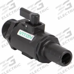 BANJO Manual Two-Way Ball Valve: 3/4 in, Polypropylene, Straight, MNPT x Barb, Std Port Ball Port (MPN LVHB075MTV). Key specifications — Brand: BANJO; Handle Type: Lever; Handle: Lever.