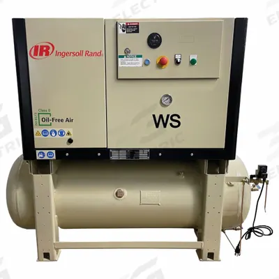 INGERSOLL RAND Scroll Compressor: 7 1/2 hp, Horizontal Air Tank, 120 gal, 22.3 cfm - Horizontal Tank Oil-Free Scroll Electric Air Compressors
