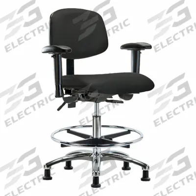 APPROVED VENDOR Ergonomic Chair: Vinyl, Arms Included, Ht Range 21 1/2 in to 29 in, 18 1/2 in Seat Wd - Vinyl Lab Chairs