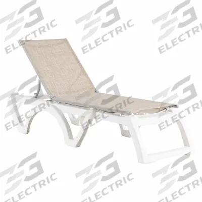 GROSFILLEX Chaise Lounge: Straw, Polyester Fabric, White, 1 Chairs, 14 in Chair Ht - Lounge Chairs