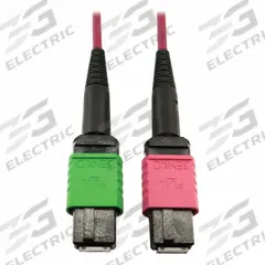 EATON TRIPP LITE Fiber Cable: (1) 16F MPO/APC Female (Green) x (1) 16F MPO/UPC Female (Magenta), PVC (MPN N846D-01M-16BMG). Key specifications — Fire Rating: Plenum; Jacket Material: PVC; Number of Fibers: Duplex; Fiber Type: OM4; Polarity: Method B; Brand: EATON TRIPP LITE; End 1 Connection Gender: Female; End 2 Connection Gender: Female.