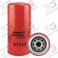 BALDWIN FILTERS Oil Filter: BT349, 1-12 Thread Size, 9 1/8 in Overall Ht, 4 1/4 in Outside Dia, Oil. Key specifications — Baldwin Interchange: BT349; Brand: BALDWIN FILTERS; Compatible Vehicle Make: Case IH; Includes: Anti-Drainback Valve; Media Material: Cellulose.