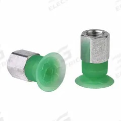 SCHMALZ Vacuum Pad Assembly: Flat, G1/8 in Vacuum Port, 21 mm Pad Dia, Food Grade Silicone Rubber (MPN 10.01.01.14253). Key specifications — attr1019136: 10.01.01.14253; attr1019138: SCHMALZ; attr1019139: 55 A.