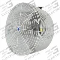SCHAEFER Mounted Fan: 20 in Blade Dia, 115/230V AC, 1/3 hp Motor HP, Wall Mount, Non-Oscillating (MPN GVK20). Key specifications — Brand: SCHAEFER; Voltage: 115/230V AC; Number of Speeds: Variable; Fan Mounting Location: Wall; Oscillation: Non-Oscillating; Mounting Type: Arm.