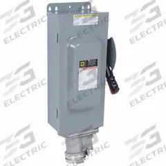 SQUARE D Safety Switch: Fusible, 100 A, Three Phase, 600V AC, Galvanized Steel, Indoor (MPN H363AWC). Key specifications — Brand: SQUARE D; Compatible Plug Series: Crouse-Hinds Arktite.