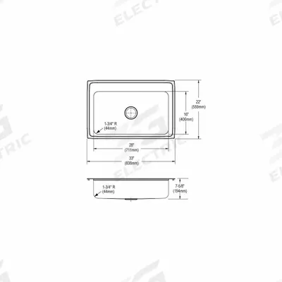 JUST MANUFACTURING Bowl Drop-In Sink: 33 in Overall Lg, 21 1/4 in Overall Wd - One-Bowl Counter-Mounted Kitchen & Bar Sinks without Faucets