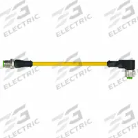 Cordset: M12 Male Straight X M12 Female Right Angle, 4 Pins, Yellow, TPE, 2 m Cable Lg (MPN 7700-40121-1500200). Key specifications — Cable Jacket Color: Yellow; End 1 Gender: Male; End 1 Mounting Orientation: Straight; End 2 Gender: Female; End 2 Mounting Orientation: Right Angle; End 2 Connection Type: M12; IP Rating: IP66K; Brand: MURRELEKTRONIK.