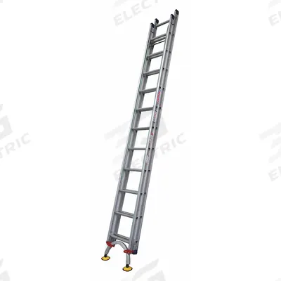 TIVOLI Extension Ladder: 24 ft Ladder Size, Aluminum, 300 lb Load Capacity, 43 lb Wt - Leg Leveling Lightweight Aluminum Extension Ladders
