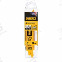 DEWALT Reciprocating Saw Blade: 14 Teeth per Inch, 6 in Blade Lg, 0.04 in Blade Thick, 25 PK (MPN DWAR6114B25). Key specifications — attr1109198: 14; attr1109200: Rigid for Straight Cuts; attr1109201: Straight; attr1109209: DEWALT.