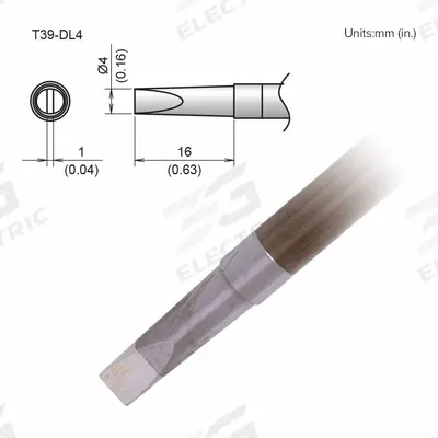 HAKKO Soldering Tip: T39 Series, Chisel, 4 mm W - T39 Series Soldering Tips