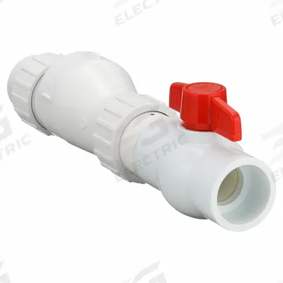 ZOELLER Check Valve with Ball Valve: Swing, Inline Valve Body, 1 1/2 in Pipe Size - PVC Silent Spring-Loaded Swing Check Valves