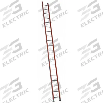 WERNER Straight Ladder: 20 ft Ladder Size, Fiberglass, 300 lb Load Capacity, 46 lb Wt - Non-Conductive Fiberglass Straight Ladders