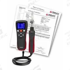 TRIPLETT Relative Humidity and Temperature Meter: Cabled, Included, Ambient Temp/Dew Point/Humidity (MPN RHT90-NIST). Key specifications — Brand: TRIPLETT; Calibration Certificate: Included.