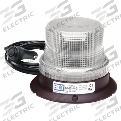 ECCO Beacon Light: Flashing Beacon, White, 3 7/8 in Overall Ht, LED - Vehicle Flashing Beacons