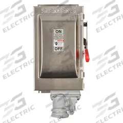 SIEMENS Safety Switch: Fusible, 30 A, Three Phase, 600V AC, 304 Stainless Steel, Indoor/Outdoor (MPN HF361SCH). Key specifications — Brand: SIEMENS; Compatible Plug Series: Crouse-Hinds Arktite.