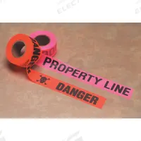 APPROVED VENDOR Flagging Tape: 150 ft Lg, 1 1/2 in Wd, Property Line Legend, Vinyl, Pink Color (MPN CUPGBK51-200). Key specifications — Tape Message: Property Line; Message Color: Black; Brand: APPROVED VENDOR.