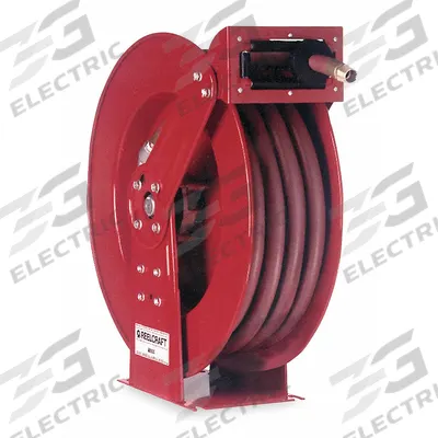 REELCRAFT Spring Return Hose Reel: 75 ft (1/2 in I.D.), 1/2 in MNPT, 3,000 psi Max Op Pressure - Dual-Arm Oil Spring-Return Hose Reels