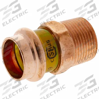 NIBCO Crimp Adapter Fitting: Straight, 1 in CTS x 1 in CTS x 1 in Pipe size - Gas Copper & Bronze Press Tube Fittings