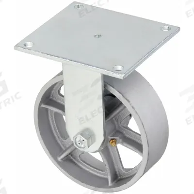 APPROVED VENDOR Plate Caster: Rigid, No Brake, Iron, 6 in Wheel Dia, 2 in Wheel Wd, Hole - Medium-Duty Plate Casters