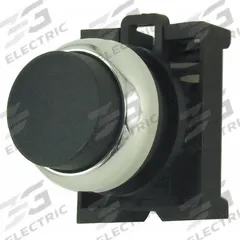 EATON Extended Push Button: Black, 22 mm Mounting Size, Metallic, Maintained (MPN M22M-DRH-S). Key specifications — Brand: EATON; Action: Maintained; Series: M22; Push Button Material Type: Metallic.