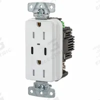 USB Receptacle: Duplex, 5-15R, 2 USB Ports, USB Type A/C, White, 125V AC, 15 A (MPN USB15CPDW). Key specifications — Brand: HUBBELL.