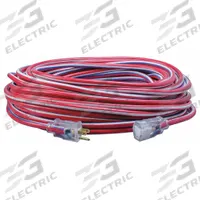 SOUTHWIRE Extension Cord: Outdoor Use, 100 ft Lg, Outlet, 5-15P, 12/3, SJTW, Blue/Red/White, 125V AC (MPN 2549SWUSA1). Key specifications — Brand: SOUTHWIRE; Temperature Rating: -40° to 140°F; NEMA Plug Configuration: 5-15P.