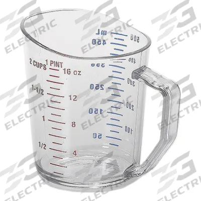 CAMBRO Measuring Cup: Dry/Liquid, 1 pt Capacity, Polycarbonate, Clear, 5 in Overall Lg - Plastic Measuring Cups