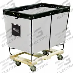 ROYAL BASKET TRUCKS Elevated Truck: 4.5 cu ft, 600 lb, 22 3/4 in L x 16 3/4 in W x 18 in H, White (MPN G03-CCX-ELA-3UNN). Key specifications — Brand: ROYAL BASKET TRUCKS; Liner Color: White; Caster/Wheel Configuration: (4) Swivel; Assembled/Unassembled: Assembled.