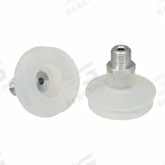 SCHMALZ Vacuum Pad Assembly: Bellows, 1.5 Folds, G1/4 in Vacuum Port, 47.5 mm Pad Dia, Clear, 55 A (MPN 10.01.06.00092). Key specifications — attr1019136: 10.01.06.00092; attr1019138: SCHMALZ; attr1019139: 55 A.