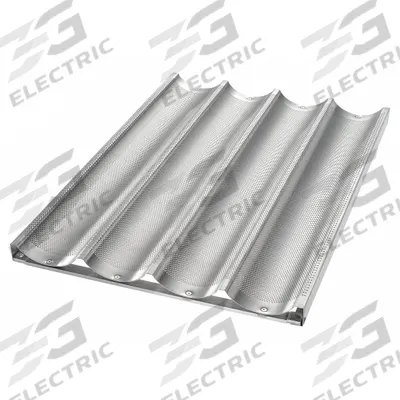 CHICAGO METALLIC Baguette/French Bread Pan: Aluminum, 4 Slots, 17 3/4 in Overall Wd - Bread & Loaf Pans