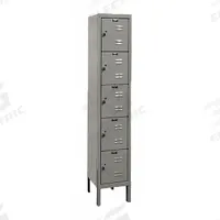 HALLOWELL Box Locker: 12 in x 12 in x 66 in, 5 Tiers, 1 Units Wide, Louvered, Padlock Hasp, Gray (MPN U1226-5HG). Key specifications — Locker Color: Dark Gray; Door Type: Louvered; Includes Number Plates: Yes; Brand: HALLOWELL; Assembled: Unassembled; Color Family: Gray.