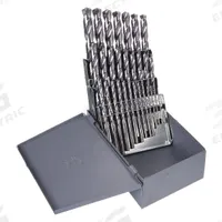 CHICAGO-LATROBE Jobber Length Drill Bit Set: 29 Pc, 1/16" to 1/2" by 64ths, 135° Split Point (MPN 43640). Key specifications — attr1236168: Metal Index; attr1236199: NAS 907 Type B.