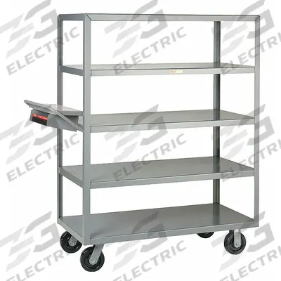 LITTLE GIANT Utility Cart: 3,600 lb, 5 Shelves, 52 in L x 24 in W x 64 in H Overall Dim - Order-Picking Utility Carts with Flush Metal Shelves