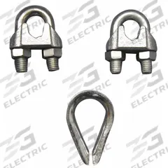 DAYTON Wire Rope U-Bolt Clip and Thimble Kit: 7/16 in Compatible Rope Dia, 7 in Rope Turnback Lg (MPN 2VKK3). Key specifications — Clip Material: Steel; Thimble Material: Steel; Brand: DAYTON.