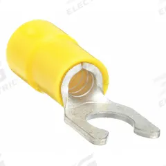GRAINGER Fork Terminals: Yellow, Vinyl, #10 Stud Size, 12 AWG – 10 AWG Wire Range, Locking Fork (MPN 4FRD7). Key specifications — Barrel Style: Funnel Entry; Manufacturer Part Number: 4FRD7; Brand: GRAINGER.