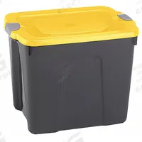 DURABILT Storage Tote: 22 gal, 23 3/4 in x 18 in x 17 1/4 in, Black Body, Yellow Lid, Yellow, Black (MPN 8520GRBKYL.08). Key specifications — Material: Plastic; Edge/Corner Design: Rounded; Body Color: Black; Lid Color: Yellow; Brand: DURABILT; NSF Certified: Not NSF Certified; Nestable: Nesting Capable.