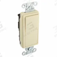 HUBBELL Wall Switch: Rocker Switch, 3-Way, Maintained, Ivory, 120/277V AC, 20 A (MPN DS320I). Key specifications — Illuminated: No; Voltage Rating: 120/277V AC.