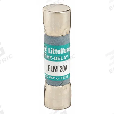 LITTELFUSE Fuse: FLM Series, Midget, Time-Delay, 20 A, 250 V AC, 13/32 in x 1 1/2 in - Time-Delay Cylindrical Fuses