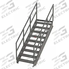 APPROVED VENDOR Portable Stairs: 8.8 ft Overall Ht, Steel, 500 lb Load Capacity, Serrated, 9 Steps (MPN IS70-36). Key specifications — Color: Gray; Brand: APPROVED VENDOR.