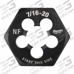 MILWAUKEE Hex Threading Die: 7/16"-20 UNF, 1 in Hex Wd, Black Oxide Carbon Steel (MPN 49-57-5357)