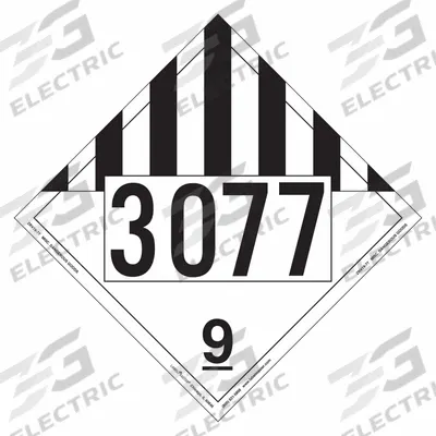 LABELMASTER Miscellaneous Dangerous Goods Placard: 3077, 10 3/4 in x 10 3/4 in, Rigid Vinyl - Class 9: Miscellaneous Hazardous Materials