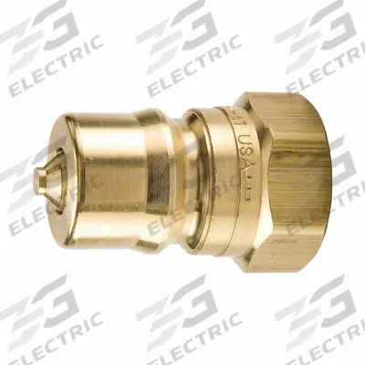 PARKER Nipple: 1/4 in Coupling Size, Brass, 11.356 lpm Max. Flow Rate - ISO B Series Hydraulic Quick-Connect Coupling Plugs