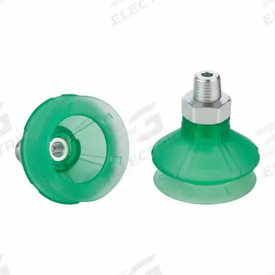 SCHMALZ Vacuum Pad Assembly: 1.5 Folds, 1/8 in NPT, 36.7 mm Pad Dia, Elastodur ED - Bellows Type Packaging Industry Vacuum Pad Assemblies