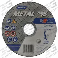 NORTON Cut-Off Wheel: Type 1, 4 1/2" x 0.045" x 7/8", Aluminum Oxide, 36 Grit, Metal RightCut (MPN 66252840001). Key specifications — Series: Metal RightCut; Brand: NORTON.