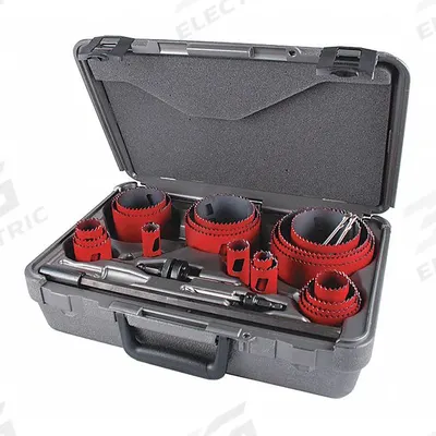 MORSE Hole Saw Kit: 25 Pieces, 1 15/16 in Max. Cutting Dp, Bi-Metal - Multi-Material-Cutting Hole Saw Kits