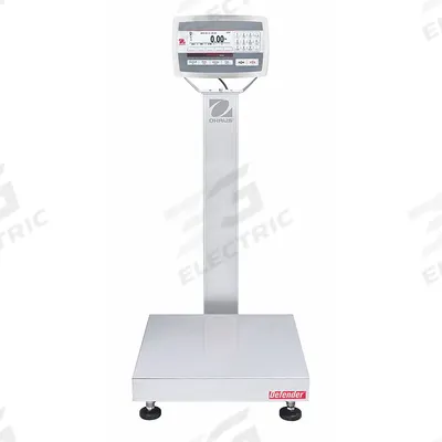 OHAUS Industrial Bench Scale: 18 in x 18 in, IP67, Column-Mounted, Defender 5000 - Bench Scales with Column-Mounted Indicator