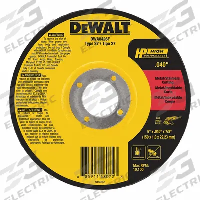 DEWALT Depressed Center Cut-Off Wheel: Type 27, 6" x 0.04" x 7/8", Aluminum Oxide - General Purpose Cut-Off Wheels for Carbon & Stainless Steel
