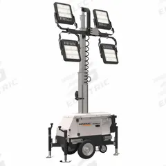 GENERAC Temporary Job Site Light: 139,200 lm Max Brightness, LED, 4 Lamp Heads, 120 V, 960 W Watt (MPN PLT240). Key specifications — Lighting Technology: LED; Operating Voltage: 120 V; Brand: GENERAC.